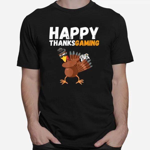 Happy Thanksgiving Video Game Dabbing Turkey Pilgrim Boy Unisex T-Shirt