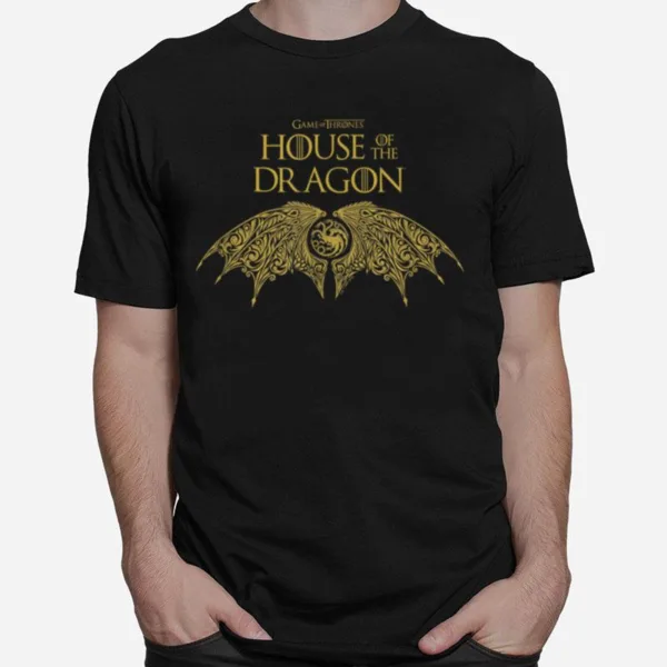 House Of The Dragon Targaryen Crest Gold Wings Unisex T-Shirt