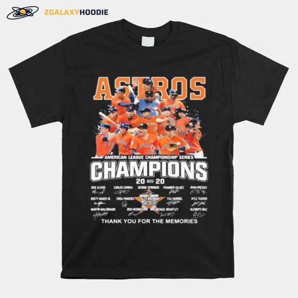 Houston Astros American League Championship Series Champions Thank You For The Memories Signatures Unisex T-Shirt