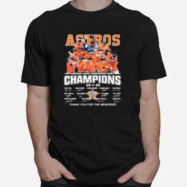 Houston Astros American League Championship Series Champions Thank You For The Memories Signatures Unisex T-Shirt