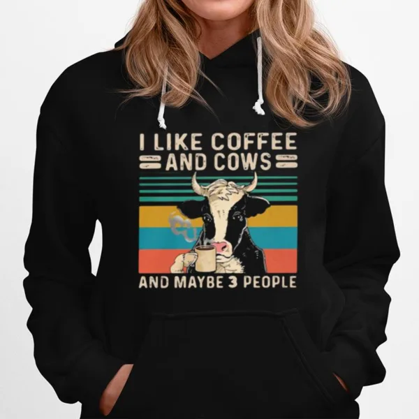 I Like Coffee And Cows And Maybe 3 People Vintage Unisex T-Shirt