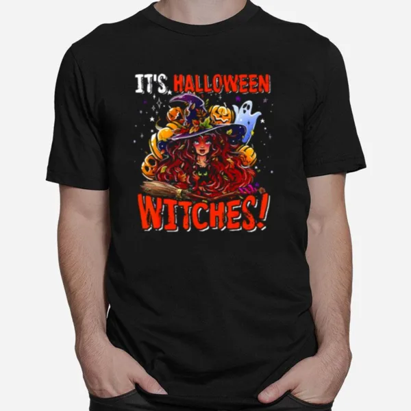 It? Halloween Witches Halloween Witch With Cat Boo Ghos Unisex T-Shirt