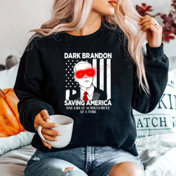 Joe Biden Dark Brandon Saving America One Great Achievement At A Time Usa Flag Unisex T-Shirt