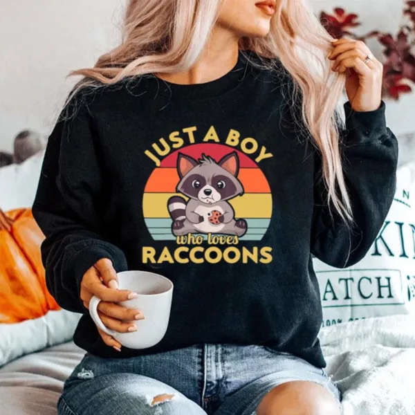 Just A Boy Who Loves Raccoons Vintage Retro Unisex T-Shirt