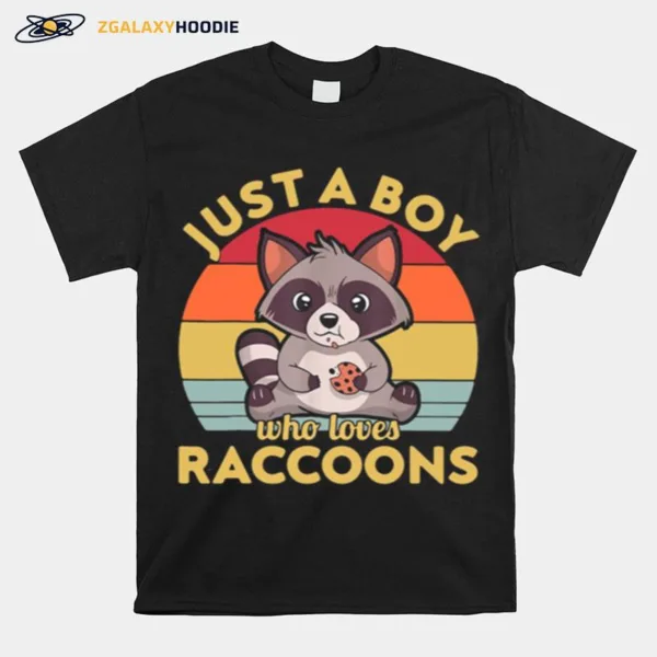 Just A Boy Who Loves Raccoons Vintage Retro Unisex T-Shirt