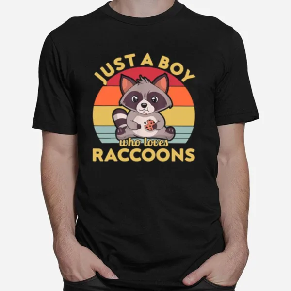 Just A Boy Who Loves Raccoons Vintage Retro Unisex T-Shirt