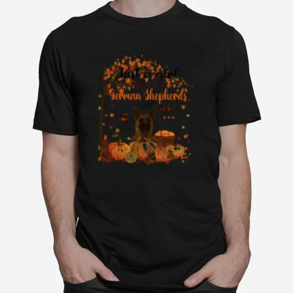 Just A Girl Who Loves German Shepherd And Fall Pumpkin Happy Thanksgiving Unisex T-Shirt