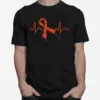 Kidney Cancer Awareness Cute Orange Ribbon Heartbeat Unisex T-Shirt