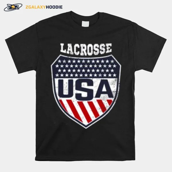 Lacrosse Womens National Team Logo With Usa Flag Colors Tri Blend Unisex T-Shirt