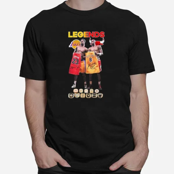 Legends 23 Michael Jordan And 08 Kobe Bryant Signatures Unisex T-Shirt