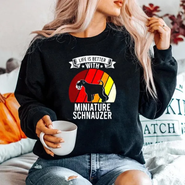 Life Is Better With Miniature Schnauzer Dogs Vintage Unisex T-Shirt