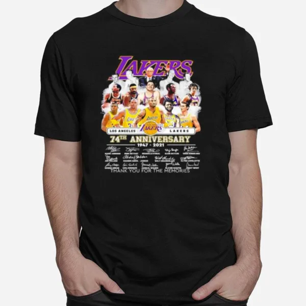 Los Angeles Lakers 74Th Anniversary Thank You For The Memories Signatures Unisex T-Shirt