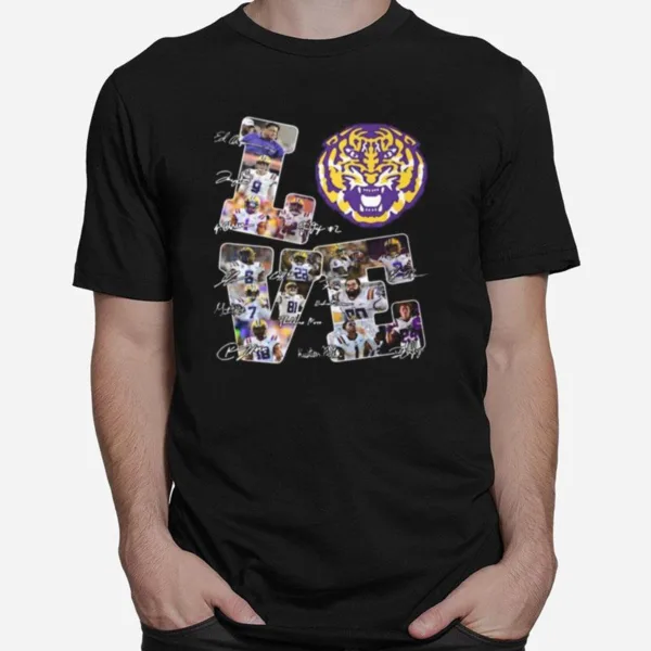 Love Lsu Tigers Football Players Signatures Unisex T-Shirt