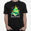 Merry Bookmas Books Pine Tree Funny Reading Lover Christmas Unisex T-Shirt