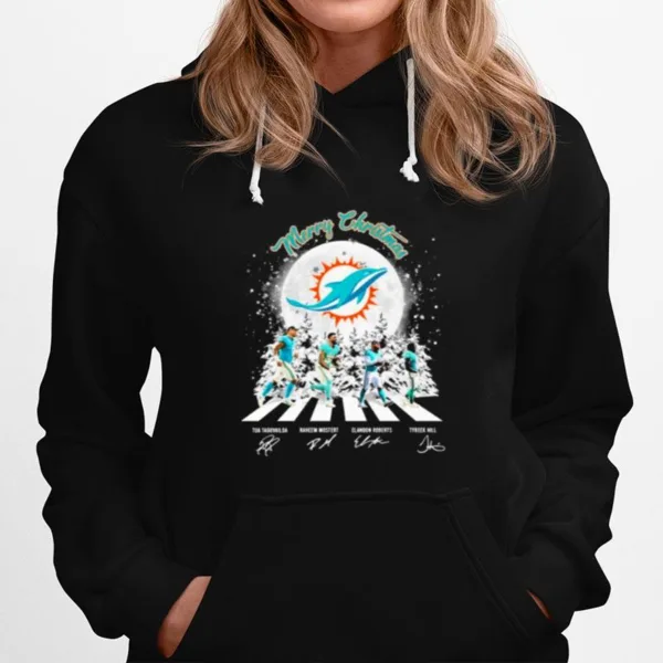 Merry Christmas Miami Dolphins Team Abbey Road Signatures Unisex T-Shirt