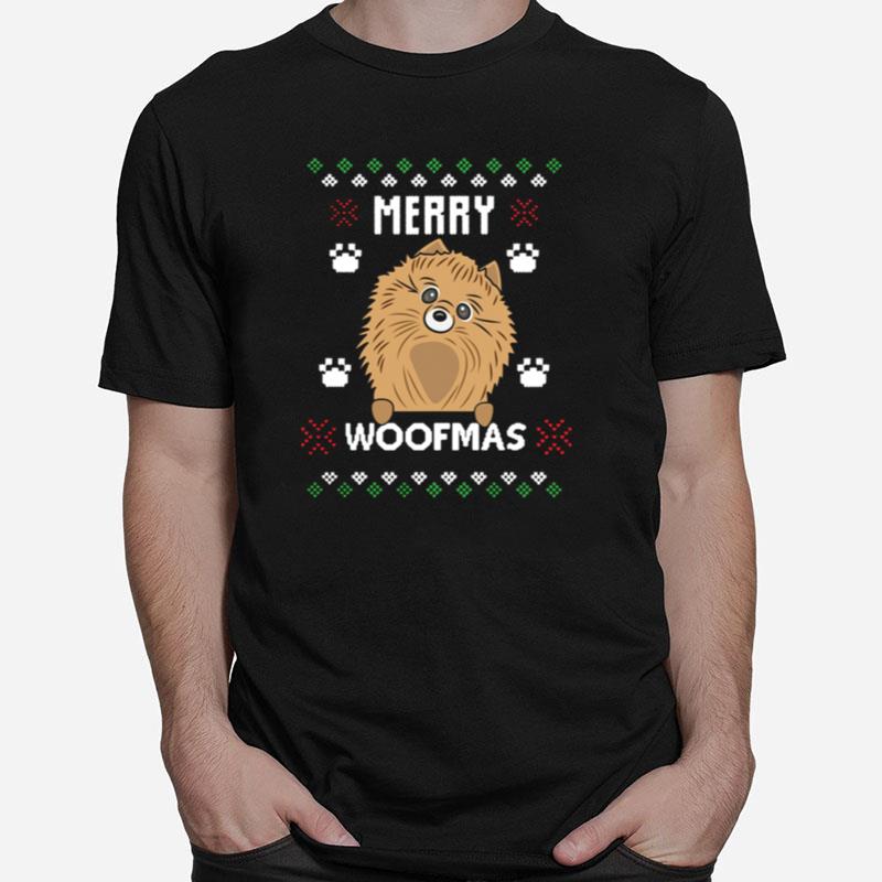 Merry Christmas Woofmas Pomeranian Dog Gift Ugly Christmas Unisex T-Shirt