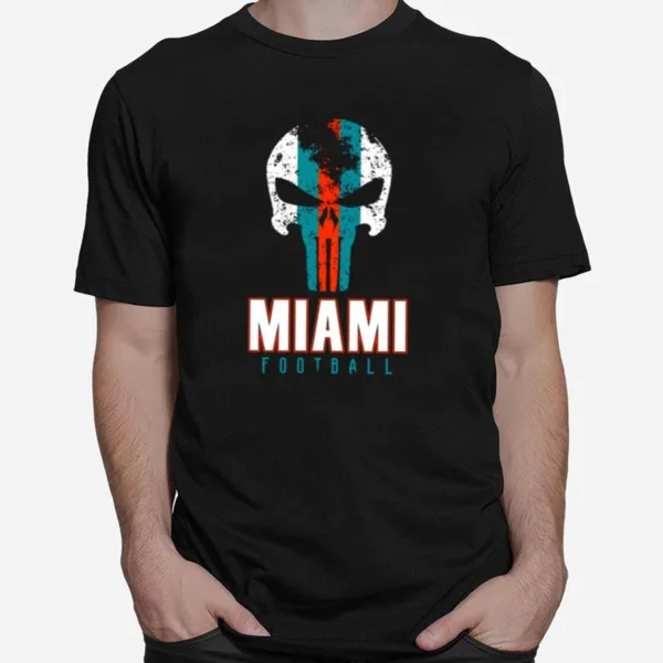 Miami Pro Football Cool Grunge Punisher Mask Logo Unisex T-Shirt