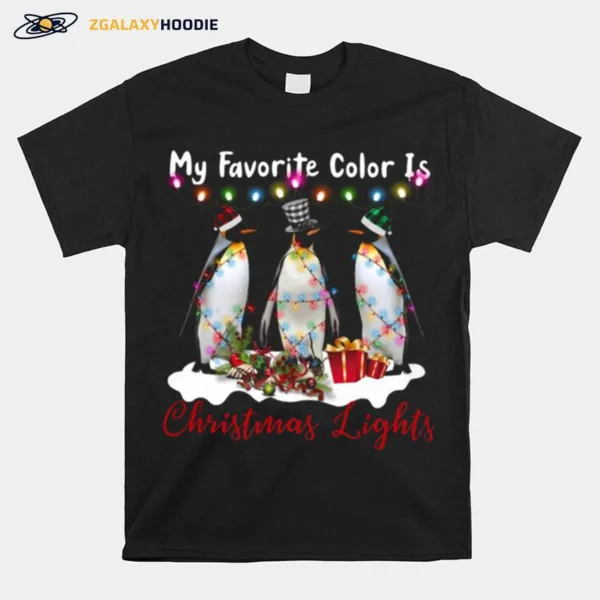 My Favorite Color Is Penguin Christmas Lights Unisex T-Shirt