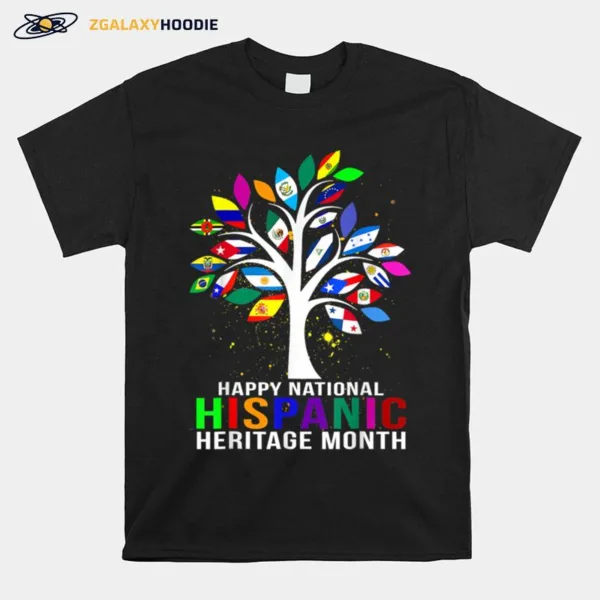 National Hispanic Heritage Month Tree Roots Latina Flag Unisex T-Shirt