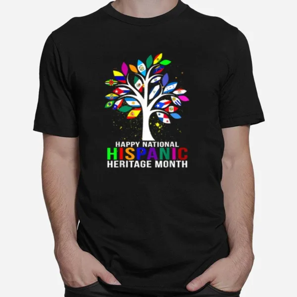 National Hispanic Heritage Month Tree Roots Latina Flag Unisex T-Shirt