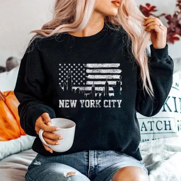 New York City American Flag Usa Cities Retro 90S Souvenir Unisex T-Shirt