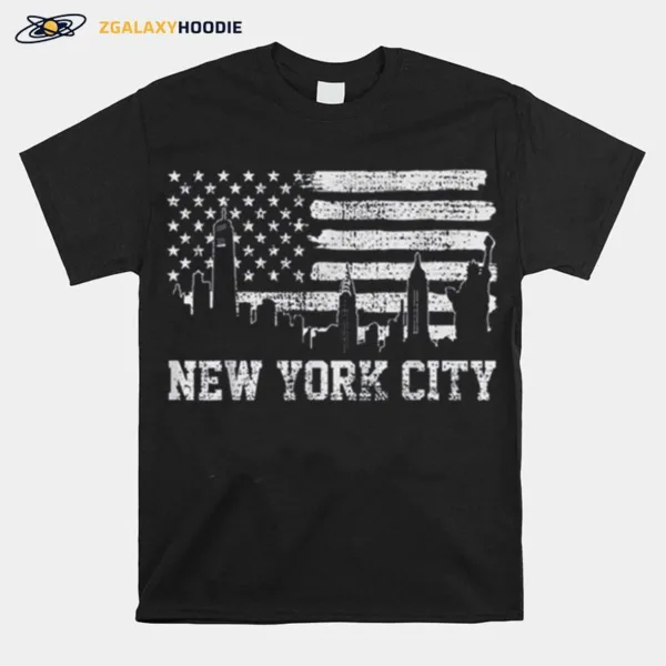 New York City American Flag Usa Cities Retro 90S Souvenir Unisex T-Shirt