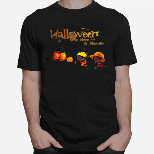 One Piece And Naruto Boo Costume Spiders Ghosts Halloween Spooky Nigh Unisex T-Shirt