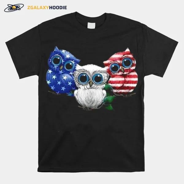 Owls American Flag Unisex T-Shirt