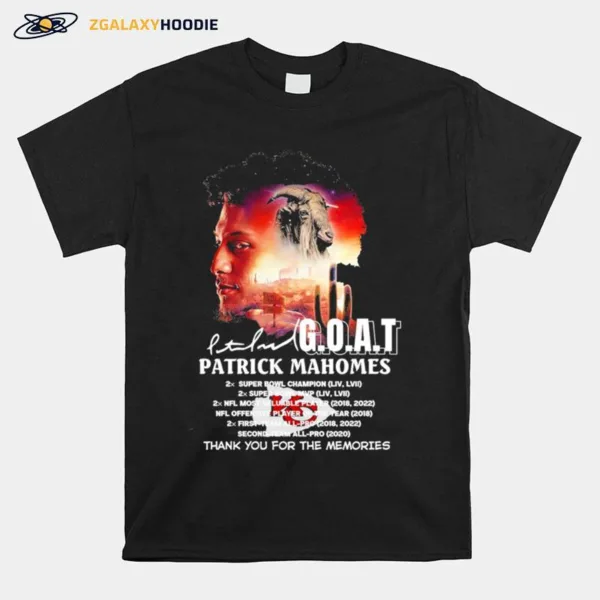 Patrick Mahomes Goat Thank You For The Memories Signature Unisex T-Shirt