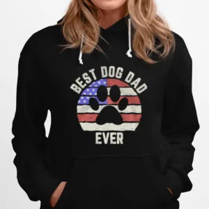 Paw Dog Best Dog Dad Ever American Flag Unisex T-Shirt