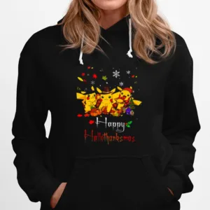 Pikachu Halloween And Christmas Happy Hallothanksmas Pokemon Christmas Unisex T-Shirt