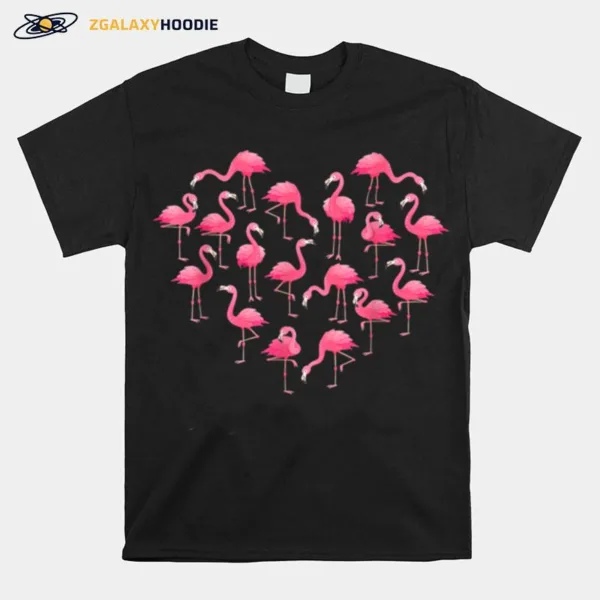 Pink Flamingo Heart Happy Valentine? Day Flamingo Lovers Unisex T-Shirt