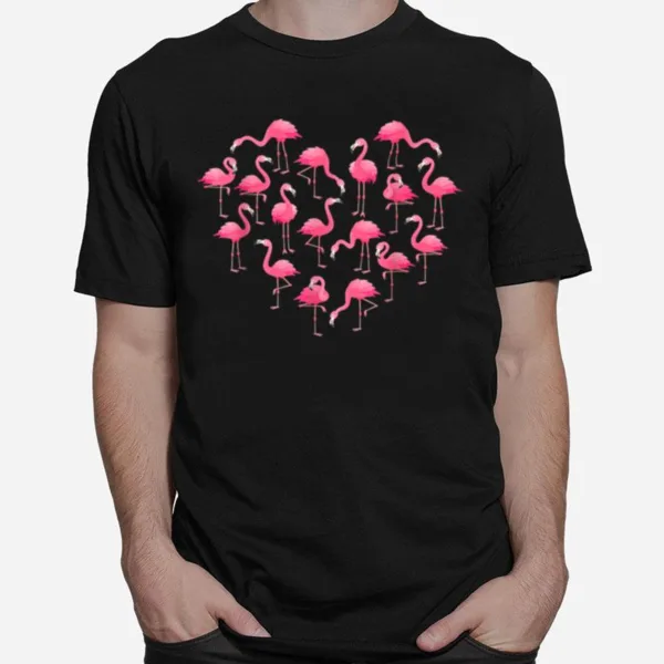 Pink Flamingo Heart Happy Valentine? Day Flamingo Lovers Unisex T-Shirt