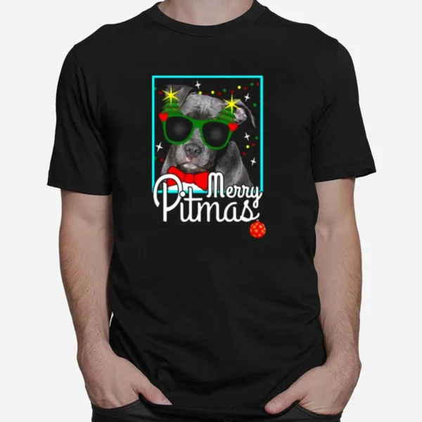 Pitbull Funny Pit Bull Dog Christmas Unisex T-Shirt