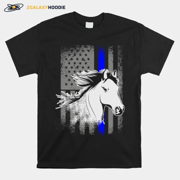 Police Horse Mounted Patrol American Flag Unisex T-Shirt