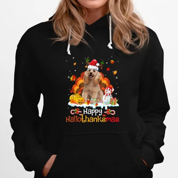 Poodle Happy Hallothanksmas Halloween Thanksgiving Christmas Unisex T-Shirt