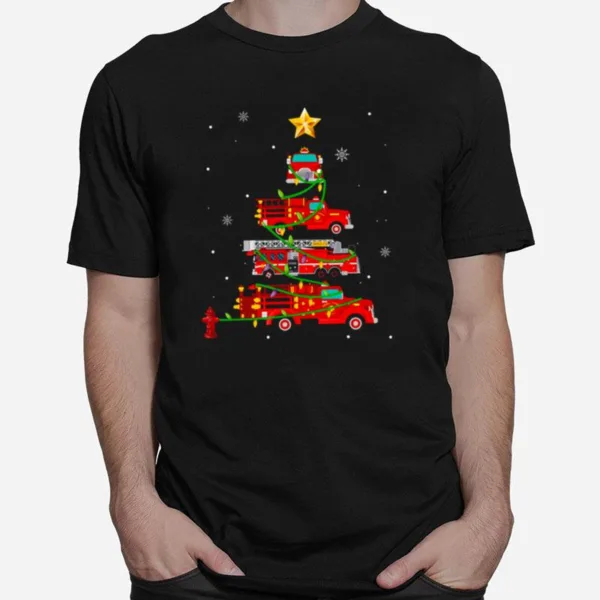 Proud To Be A Firefighter Fire Truck Christmas Tree Xmas Unisex T-Shirt