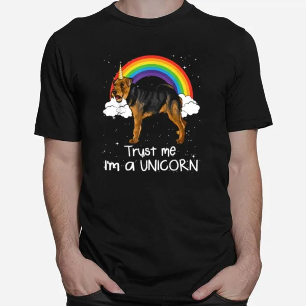 Rainbow Welsh Terrier Trust Me Im A Unicorn Dog Unisex T-Shirt
