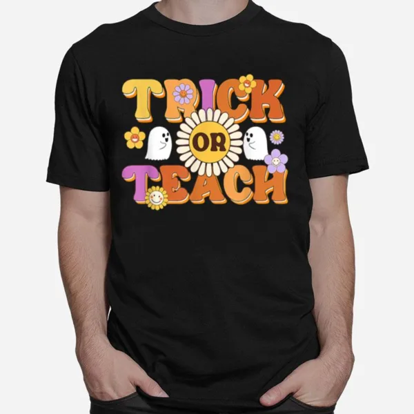 Retro Trick Or Teach Ghost Teacher Halloween Costume Womens Unisex T-Shirt