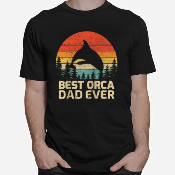 Retro Vintage Best Orca Dad Ever Father? Day Raglan Baseball Tee Unisex T-Shirt