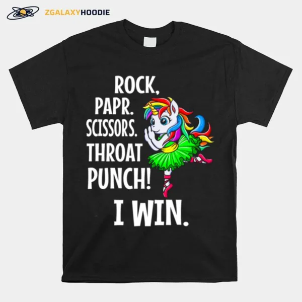 Rock Paper Scissors Throat Punch I Win Unicorn Unisex T-Shirt