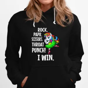 Rock Paper Scissors Throat Punch I Win Unicorn Unisex T-Shirt