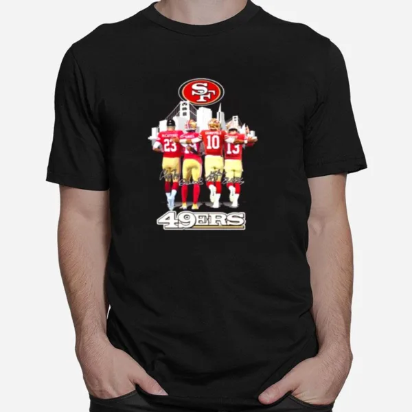 San Francisco 49Ers Mccaffrey Deebo Samuel Jimmy Garoppolo Brock Purdy Signatures Unisex T-Shirt