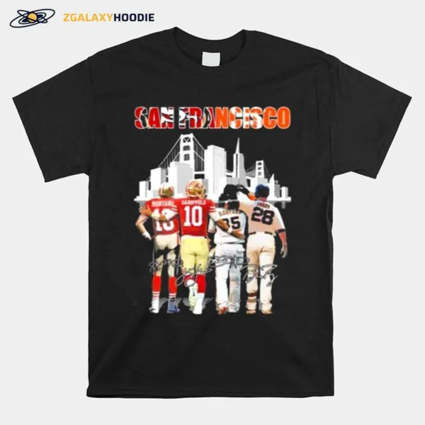 San Francisco Skyline Montana Garoppolo Crawford And Posey Signatures Unisex T-Shirt