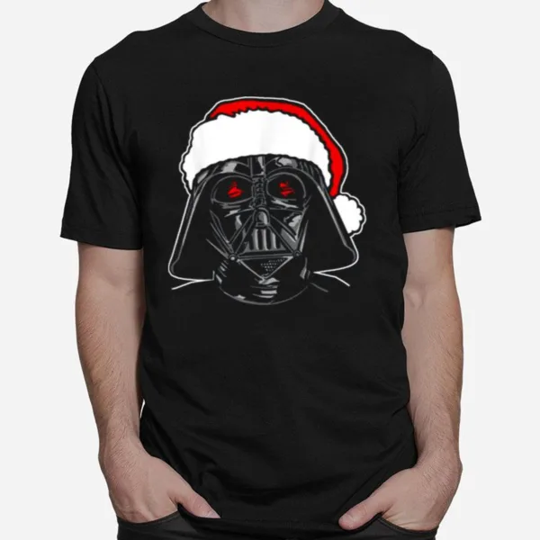 Santa Darth Vader Sketch Graphic Storm Trooper Santa Star Wars Christmas Unisex T-Shirt