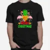 Santa Flamingo Christmas Tree Pineapple Xmas Light Merry Christmas Unisex T-Shirt