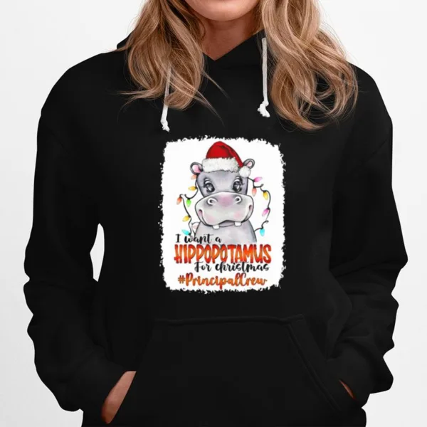 Santa Hoppo I Want A Hippopotamus For Christmas Principal Crew Ligh Unisex T-Shirt