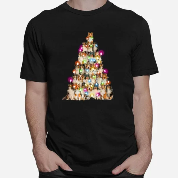 Sheltie Dog Christmas Tree Sheltie Xmas Tree Unisex T-Shirt