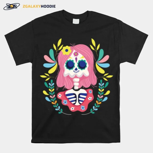 Skeleton Girl Dia De Muertos Day Dead Unisex T-Shirt