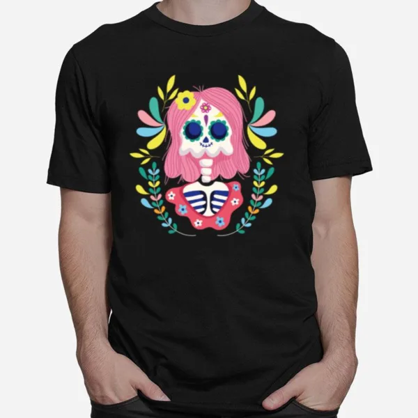 Skeleton Girl Dia De Muertos Day Dead Unisex T-Shirt